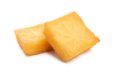 sponge cake with vanilla cream isolated