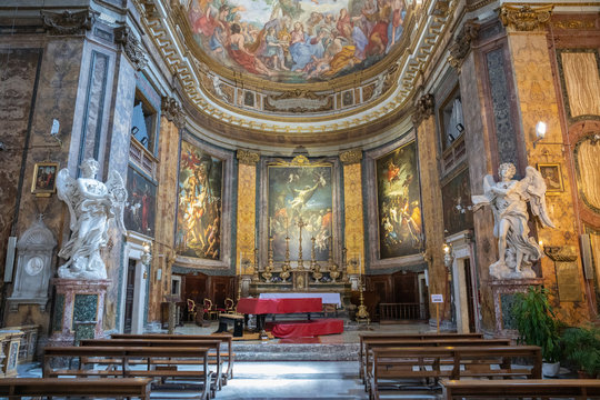 Panoramic view of interior of Sant'Andrea delle Fratte