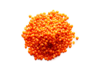 Orange lentil isolated on white background