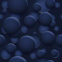 Abstract seamless pattern or background of holes and circles with shadows in blue colors