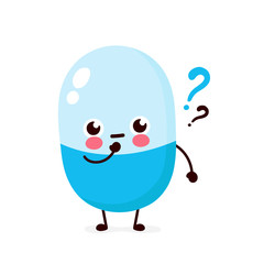Cute pill with question mark character