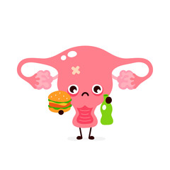 Sad suffering sick cute uterus character