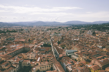 Aerial panoramic view of city of Florence from cupola of Florence Cathedral