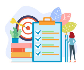 To do list target concept. Vector flat cartoon graphic design isolated illustration