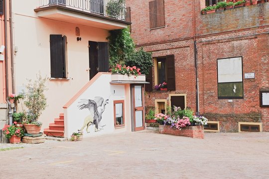 Picturesque streets of Dozza, a town located a few kilometers from Bologna, Italy