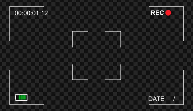 Video Camera Viewfinder Overlay Icon. Modern Camera Frame Vector Template