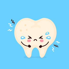 Sad suffering sick cute tooth character