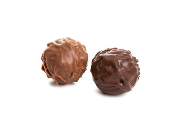 chocolate truffles isolated