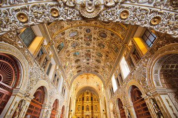 Oaxaca, Mexico-2 December 2018: Interiors of a Landmark Santo Domingo Cathedral in historic Oaxaca city center