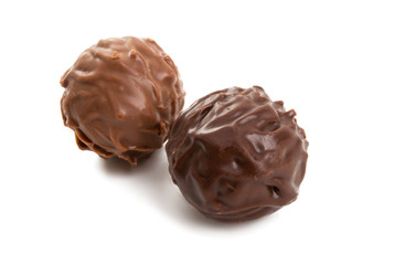 chocolate truffles isolated