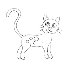 Vector coloring page outline of cartoon fluffy cat coloring book for kids