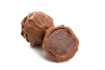 chocolate truffles isolated