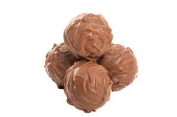 chocolate truffles isolated