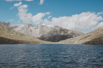 Panorama view of Marjelen lakes, scene in mountains