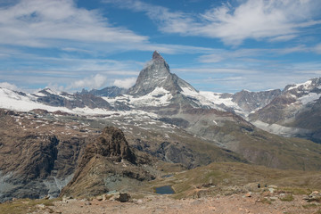 Panorama of Matterhorn mountain, scene in national park Zermatt