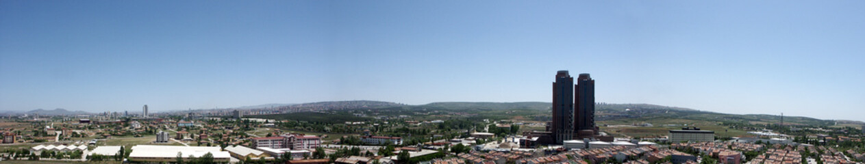 Fototapeta na wymiar Panoramic images of Turkey's capital, Ankara. Cankaya, Incek, Dikmen and Bilkent.