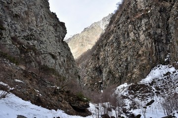 Obraz na płótnie Canvas Gveleti Waterfall Hiking Path, Caucasus Mountains, Georgia