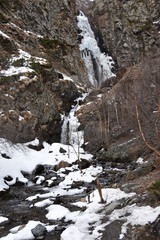 Fototapeta na wymiar Gveleti Large Waterfall Portrait, Georgia