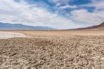 Fototapeta na wymiar Badwater Basin in Death Valley National Park. Badwater is the lowest point in North America. California, USA