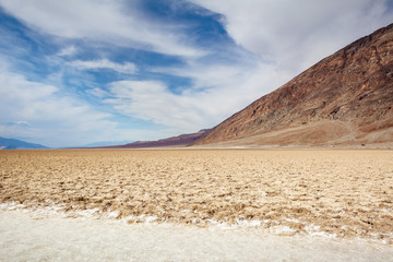 Salt flats of Badwater basin in Death Valley National Park in California, USA