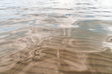 Smooth water surface with sand bottom