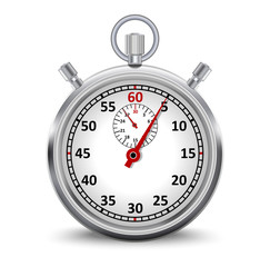 Realistic stopwatch isolated on the white background. Vector illustration.