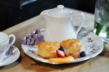 scone or scone with fruit ,whipping cream