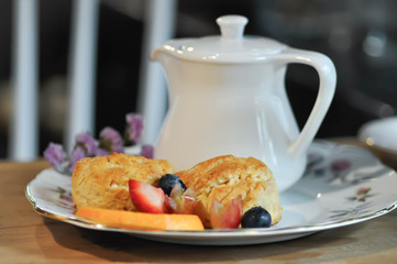 scone or scone with fruit ,whipping cream