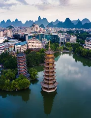 Wall murals Guilin Guilin Park Twin Pagodas in Guangxi province of China