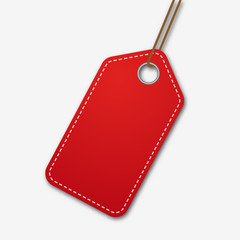 Red price tag . Promotion label . 