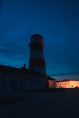 Red-white lighthouse star, spring night near Ryazan
