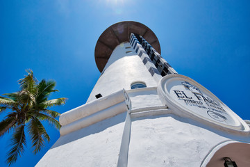 Puerto Vallarta, Mexico-22 April, 2018: Famous El Faro lighthouse with restaurant on top