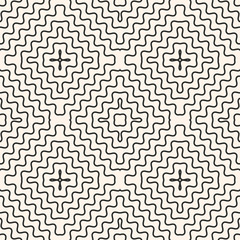 Vector seamless pattern with rounded wavy lines, smooth zigzag shapes