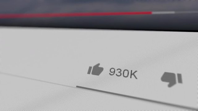 Rapidly rising number of likes of a video clip up to 1 million. Popular content related conceptual animation