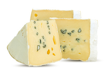 White mould cheese isolated on white background with clipping path