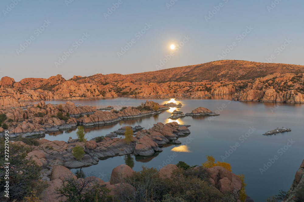 Poster Moonrise Over Scenic Watson Lake Prescott Arizona