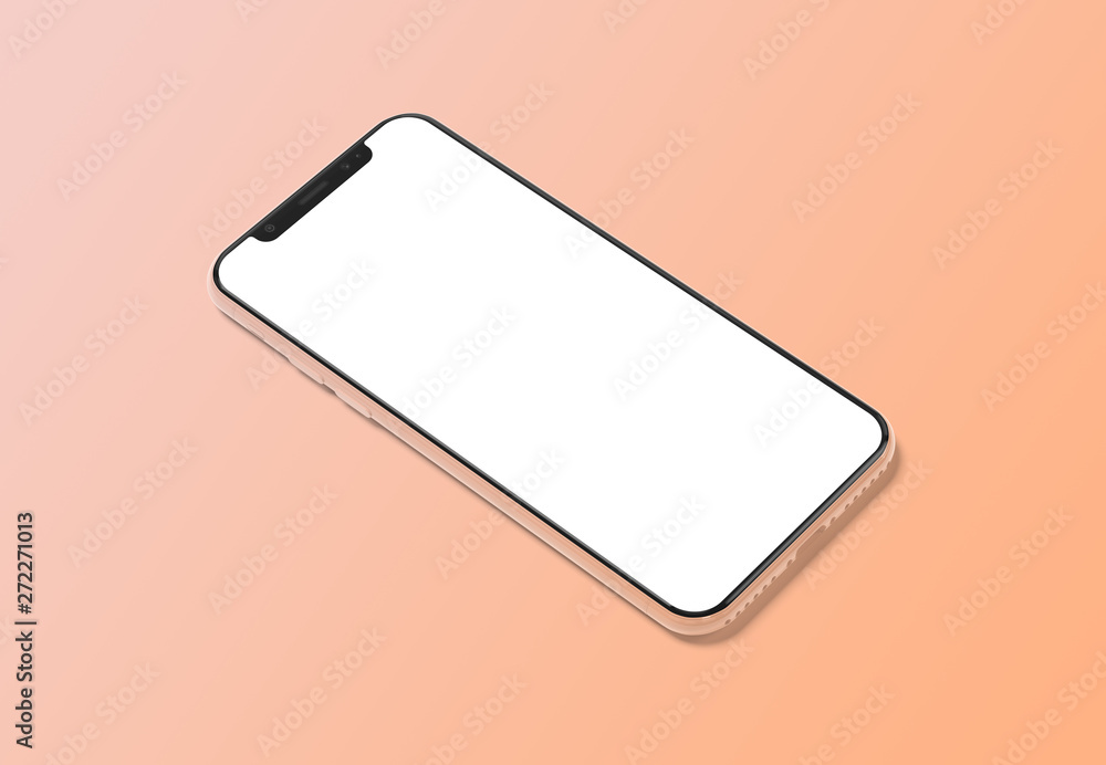 Poster Modern smartphone mockup on gradient background 3D rendering