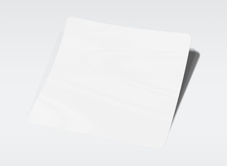 Squared shaped sticker mockup isolated on white 3D rendering
