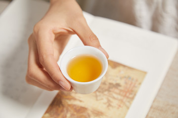 girl drink Chinese tea