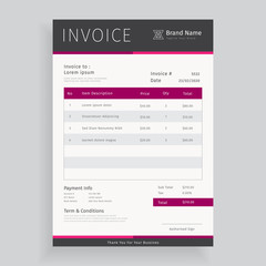 Creative business invoice template vector design