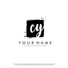C Y CY initial square logo template vector