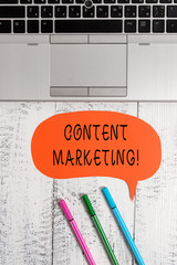 Handwriting text writing Content Marketing. Conceptual photo Involves the creation and sharing of...
