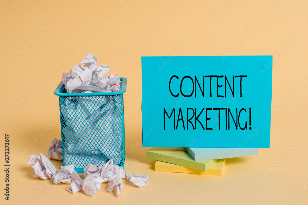 Poster writing note showing content marketing. business concept for involves the creation and sharing of on