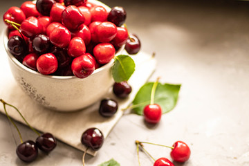 fresh cherries in a bowl