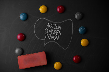 Handwriting text writing Action Changes Things. Conceptual photo start doing something against...