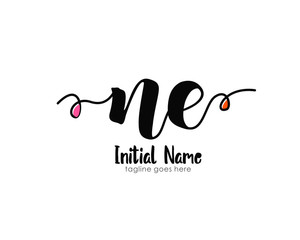 N E NE Initial brush color logo template vetor