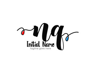 N Q NQ Initial brush color logo template vetor