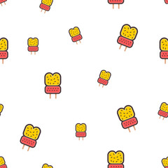 Seamless yellow popsicle pattern on a white background