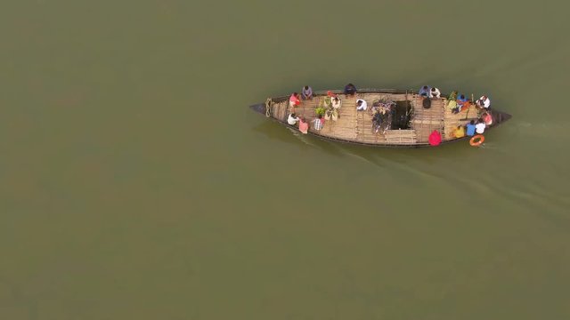 Ganga river meeting Kaveri, Mayapur, India, 4k aerial 