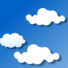 Clouds on blue sky with shadow, vector background